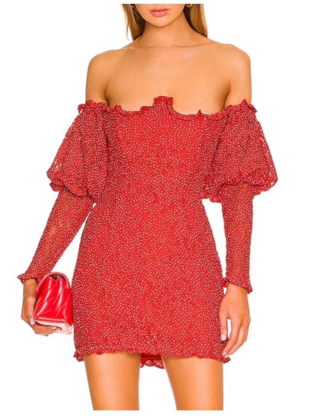 For Love & Lemons Clarisse Off-the-Shoulder Mini Dress